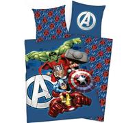 Marvel Avengers Parure de Couette - 1 Housse de Couette 140x200 cm + 1 Taie 63x63 cm - 100% Microfibre
