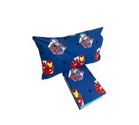 Marvel, Avengers, Parure de lit 1 Place en Flanelle de Pur Coton, Drap Housse + Housse + taie d'oreiller