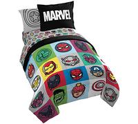 Marvel Avengers Parure de lit 5 pièces pour Enfant Motif Iron Man | Parure de lit Hulk Captain America Thor Bed in a Bag, taie d'oreiller couvre-oreiller, microfibre douce, lavable en machine