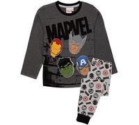 Marvel Avengers Pyjama à Manches Longues Gris pour garçon | Haut et Bas de Personnage de Super-héros | Iron Man Thor Hulk Captain America | Vêtements Pyjamas | Marchandise Cadeau Confortable
