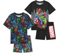 Marvel Avengers Pyjama Enfant Garcon et Ado, Ensemble Pyjama Manches Courtes, Lot de 2, Vêtement de Nuit Été, Idee Cadeau (7-8 Ans, Multi Avengers, Lot de 2)