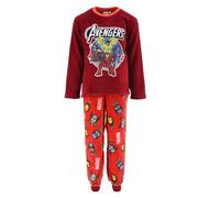 Marvel Avengers Pyjama pour Garçon, Ensemble T-Shirt et Pantalon Long 2 Pièces Garçon, Design Thor Iron Man Hulk Captain America Pyjama Polaire Rouge, Cadeau Pyjama (4 Ans)