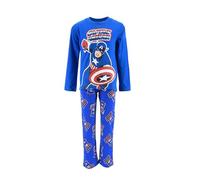 Marvel Avengers Pyjama pour Garçon, Pyjama Coton Doux, T-Shirt et Pantalons Longs pour Garçon, Captain America Pyjama Design, Taille 8 Ans - Bleu