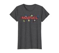 Marvel Avengers Retro Style Logo T-Shirt, Femme, Chiné Foncé, XS