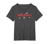 Marvel Avengers Retro Style Logo T-Shirt, Femme Grandes Tailles, Chiné Foncé, 2X
