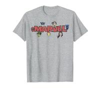 Marvel Avengers Retro Style Logo T-Shirt, Homme, Gris Chiné, 5XL