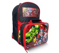 Marvel Avengers Sac à dos avec sac à déjeuner pour enfants, sac d'école, ensemble de repas isotherme assorti 2 pièces