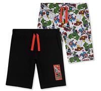 Marvel Short Garcon, Shorts et Bermudas Garçon en Coton - Avengers - Lot de 2 (Noir/Multi, 9-10 Ans)