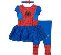 Marvel Avengers Spider-Man Little Girls Tulle Cosplay Costume Dress Leggings and Headband 3 Piece Set Spiderman 6