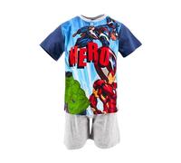 Marvel Avengers T-shirt et Short pour Garçon, Pyjama en Coton Doux, Ensemble 2 Pièces pour Garçon, Motif Captain America Hulk Iron Man, Taille 5 Ans - Gris