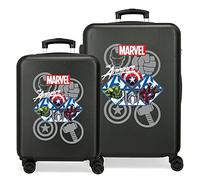 Marvel Avengers The Avengers Heroes Set Valise Noire 55/65 cms ABS Rigide Serrure à Combinaison Latérale 90L 7.54 kgs 4 Double Roues Bagage à Main