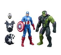 Marvel Avengers Venom Versus Titan Hero Series, Pack Figurines d'action Venomized Captain America et Hulk, 30 cm, Jouets pour Enfants Articulés, Jouet de Noël, Vert, Noir, dès 4 Ans