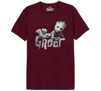Marvel « Baby Groot on Logo » MEIAMGMTS011 T-Shirt Homme, Bordeaux Melange, Taille S