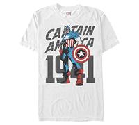 Marvel Big & Tall Classic Decades Cap Men's Tops Short Sleeve Tee Shirt, White, 3X-Large