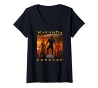 Marvel Black Panther Movie Wakanda Forever T-Shirt avec Col en V