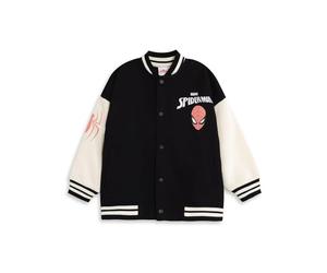 Marvel Blouson aviateur noir Spider-Man garçons | Veste universitaire graphique avec imprimés de dessins animés | Haut streetwear à manches longues avec Spidey