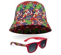 Marvel Bob Enfant Ensemble Bob Garcon et Lunettes de Soleil Enfant UV400 Casquette Chapeau Plage Enfant Protection Soleil Accessoire Officiel Taille Unique (Multi Marvel)