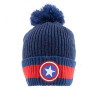 Marvel - Bonnet à Pompon Bleu Et Rouge Logo De Captain America