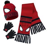 Marvel Ensembles Garçon, Hiver Accessoires Garçon Confortables pour l'École et les Voyages (Rouge Spiderman 3 Pcs)