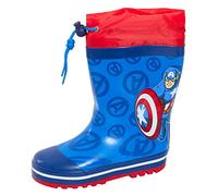 Marvel Botte en caoutchouc Captain America pour garçons avec tops à nouer Bottes de pluie Avengers pour enfants Bottes de pluie Wellys, Bleu, 32 EU