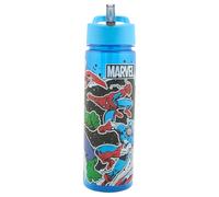Marvel Bouteille d'eau Avengers avec paille - Réutilisable pour enfants 600 ml PP - Bleu - Produit officiel de Polar Gear - Plastique sans BPA et recyclable - Pour école, crèche, sport, pique-nique