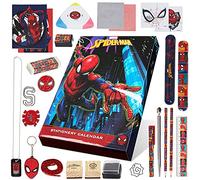 Marvel Spiderman Calendrier de L'avent 2025 Avengers Compte à Rebours Noel 24 Surprises Papeterie Enfant et Accessoires Sympas Stylo Porte-clés (Spiderman Multicolor)