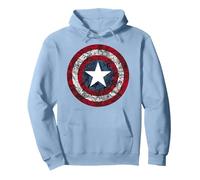 Marvel Captain America Avengers Shield Comic Sweat à Capuche, Unisexe pour Adultes, Bleu poudré, XL