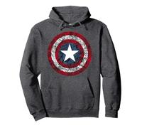 Marvel Captain America Avengers Shield Comic Sweat à Capuche, Unisexe pour Adultes, Chiné Foncé, L