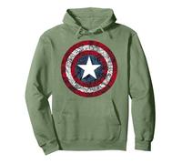 Marvel Captain America Avengers Shield Comic Sweat à Capuche, Unisexe pour Adultes, Vert Sauge, XL