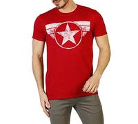 Marvel Captain America Cap Logo Shirt, Antique Cherry Red, S Men's