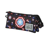 Trousse Triple ECO - Marvel Captain America Captain Pixel - Noir - Taille Unique Noir