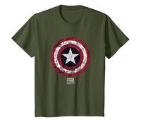 Marvel Captain America Comic Shield White T-Shirt, Enfant, Olive, 8 Ans