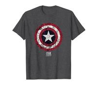 Marvel Captain America Comic Shield White T-Shirt, Homme, Chiné Foncé, 5XL
