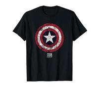 Marvel Captain America Comic Shield White T-Shirt, Homme, Noir, 6XL