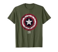 Marvel Captain America Comic Shield White T-Shirt, Homme, Olive, 3XL
