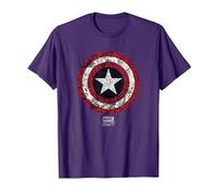 Marvel Captain America Comic Shield White T-Shirt, Homme, Violet, 3XL