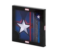 Marvel Captain America Courage-Coffret Cadeau avec Journal et Stylo à Bille Fashion, Bleu