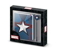 Marvel Captain America Courage-Coffret Cadeau avec Journal et Stylo à Bille Fashion, Bleu