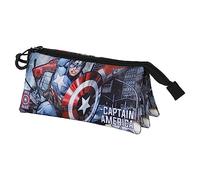 Marvel Captain America Defender-Trousse Triple FAN 2.0, Noir