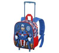 Marvel Captain America First-Sac à Dos 3D à roulettes Petit, Bleu, 26 x 34 cm, Capacité 12,5 L