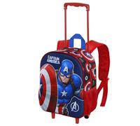 Marvel Captain America Patriot-Sac à dos 3D à Roulettes Petit, Multicolore, 26 x 34 cm, Capacité 7 L