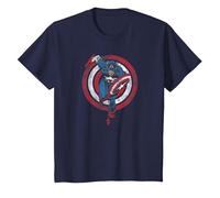 Marvel Captain America Shield Charge T-Shirt, Enfant, Bleu Marine, 10 Ans