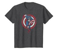 Marvel Captain America Shield Charge T-Shirt, Enfant, Chiné Foncé, 4 Ans