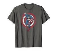 Marvel Captain America Shield Charge T-Shirt, Homme, Asphalte, S