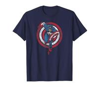 Marvel Captain America Shield Charge T-Shirt, Homme, Bleu Marine, 6XL