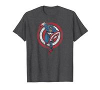 Marvel Captain America Shield Charge T-Shirt, Homme, Chiné Foncé, 5XL