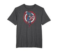 Marvel Captain America Shield Charge T-Shirt, Homme Grandes Tailles, Chiné Foncé, 2X Tall