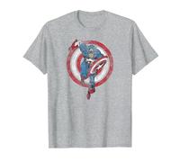 Marvel Captain America Shield Charge T-Shirt, Homme, Gris Chiné, 5XL