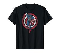 Marvel Captain America Shield Charge T-Shirt, Homme, Noir, M