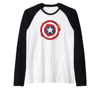 Marvel Captain America Spray Paint Shield Logo First Avenger Manche Raglan